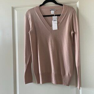 J Crew 100% Cashmere V-Neck Sweater Size Small NWT Soft Pink $168